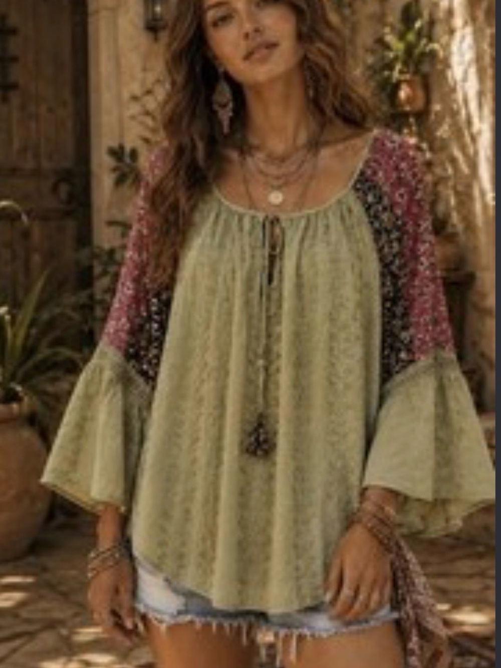 Young Threads Enchanting Whimsy Overdyed Rayon Peasant Top Sz S. NWT
